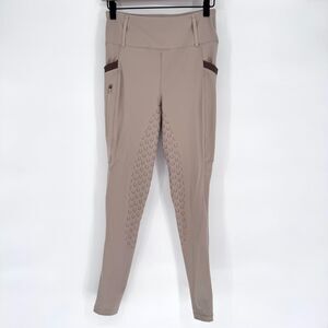 Girls FITST4 Equestrian Riding Breeches Leggings Tan Knee Grip XL